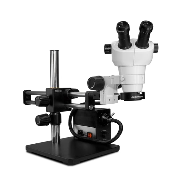 Scienscope NZ Stereo Zoom Microscope And Fiber-Optic LED Light On Dual Arm Stand NZ-PK5D-AN - main